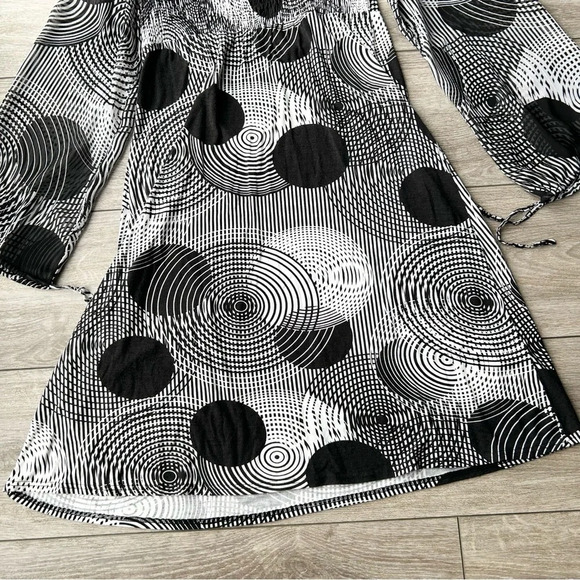 Nicole Benisti Polka Dots Sheer Sleeve Cutout Back  Stretch Dress - Picture 11 of 16